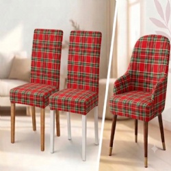 Classic Tartan Christmas Chair Covers, Removable & Washable Stretch Dining Room Furniture Protectors